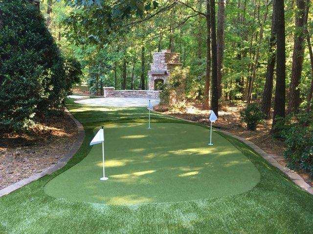 Backyard golf putting green installation in Pinehurst, NC